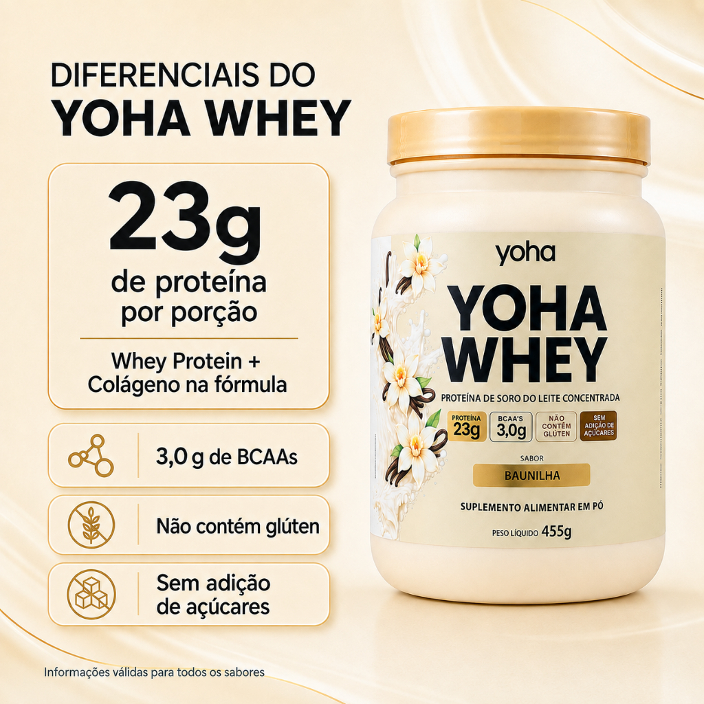 Whey Protein 100% Yoha 455g 23g Proteína + Colágeno Massa Muscular Alta Qualidade Sabo Leite Ninho Camila Loures · foto 2