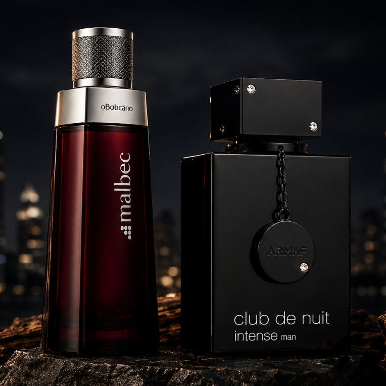 Kit 1 Ate 2 Perfume Malbeck + Intense Men Arabe Amadeirado Masculino Premium Importado 100ml Vidro