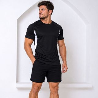 Camiseta /Camisa lisa Novidade Dry-fit Masculina Respiravel-Sacagem rapida Academia-Casual