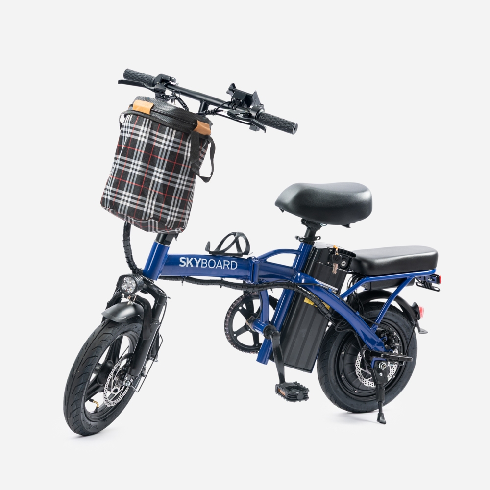 Bicicleta elétrica dobrável  Bivolt 48V/15aH com autonomia até 50km, farol dianteiro LED e suporte para carregar celular