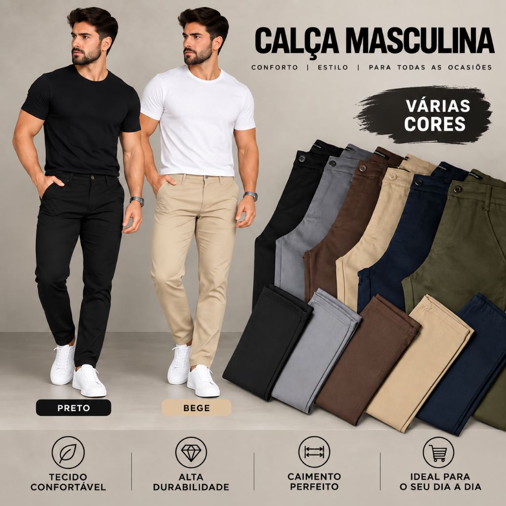 Calça Masculina Alfaiataria Moderna Confortável Social Casual Elegante masculina calça para trabalho social