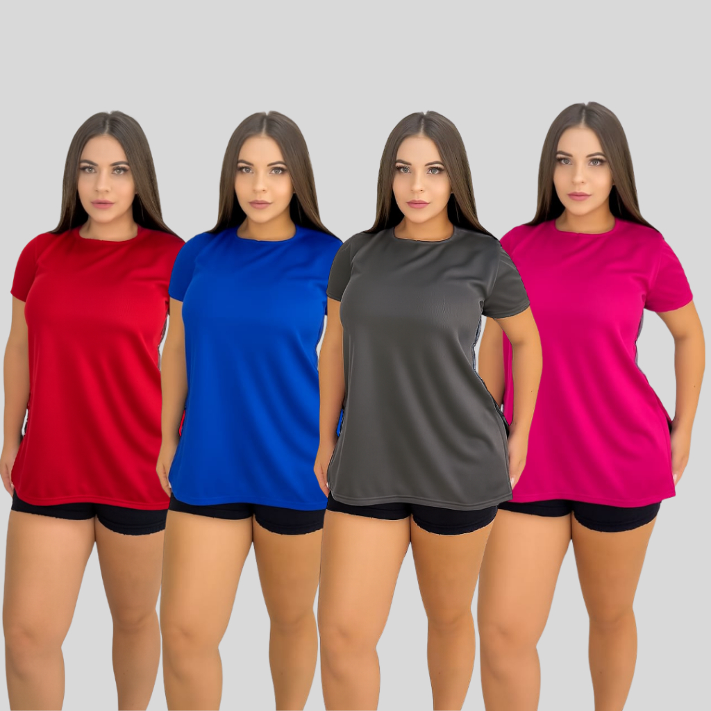Kit 4 Blusas Academia Feminina Tapa Bumbum Treino Fitness Corrida