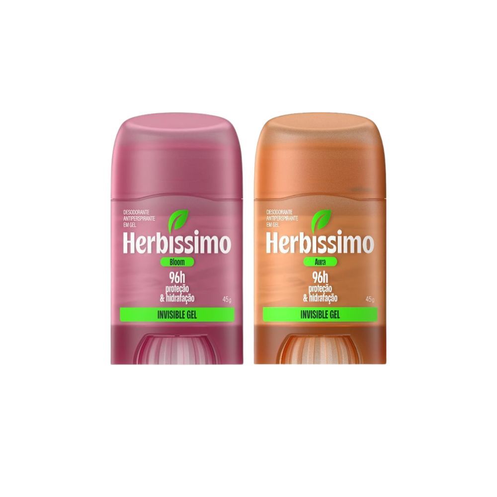 Kit Desodorante Antitranspirante Herbíssimo Invisible Gel Aura + Bloom