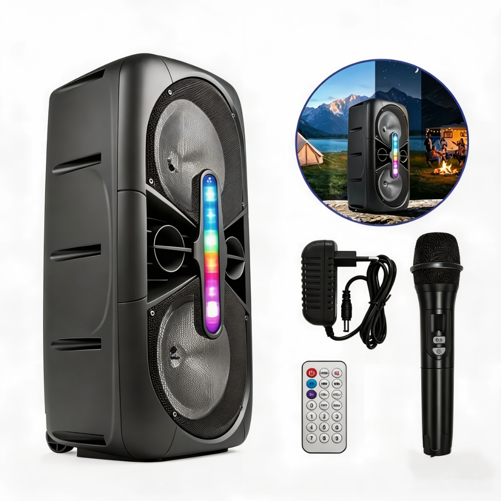 Weyon Caixa Caixinha De Som Portátil Bluetooth Microfone Karaokê