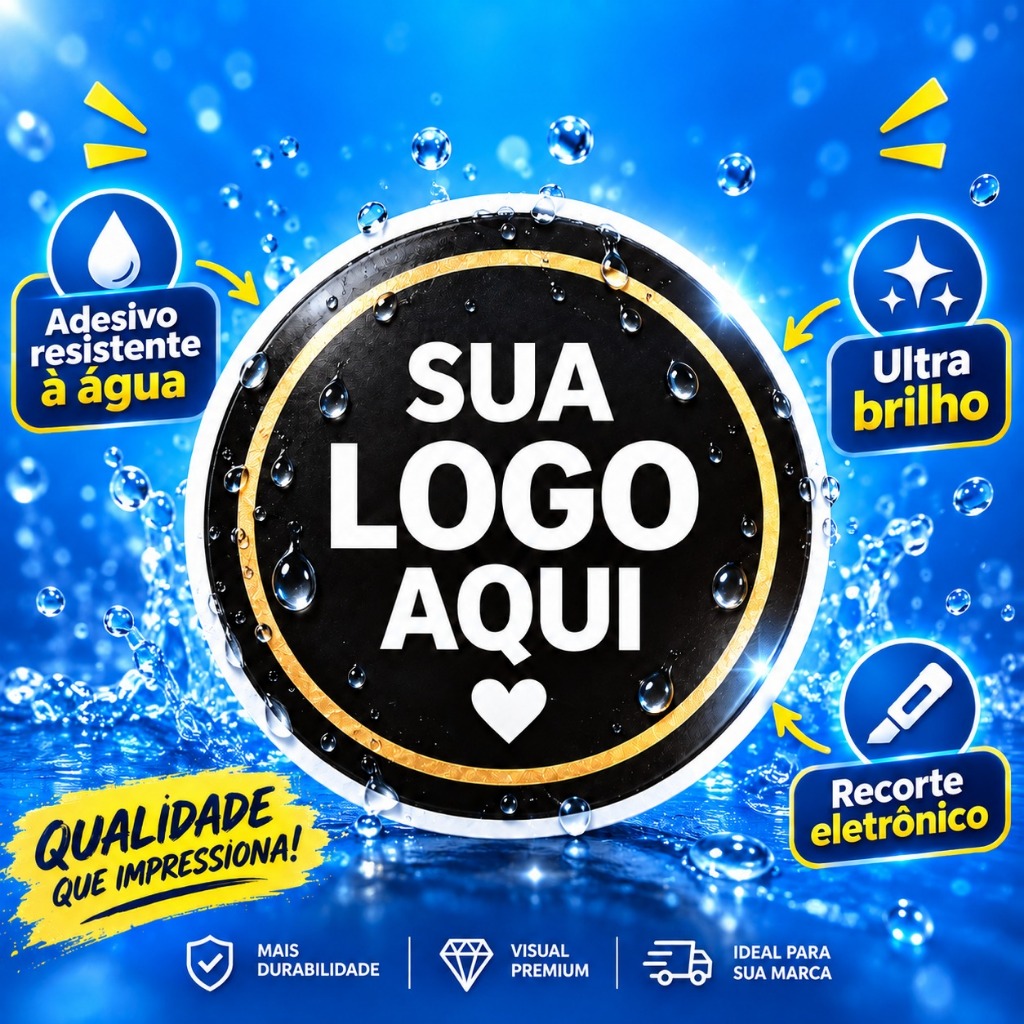 Etiqueta Adesiva 4x4 Personalizado Brilho Resistente a água  - Envio 24 Horas