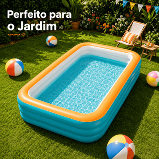 Piscina Inflável Retangular Portátil, Válvulas de Ar Seguras, Fácil de Inflar e Desinflar para Uso Interno e Externo