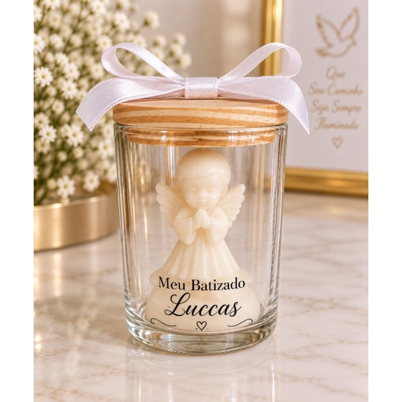 Vela Aromática Personalizada – Lembrancinha de Batizado, nascimento, primeira eucaristia