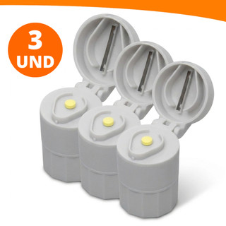 Kit 3 Und Porta Comprimido Multiuso Com Cortador E Amassador Armazenamento Duplo