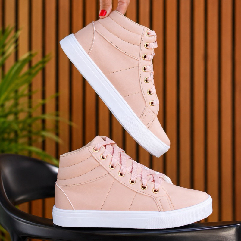 Tênis Feminino Cano Alto Casual Confortável Estiloso Academia Passeio Super Versátil