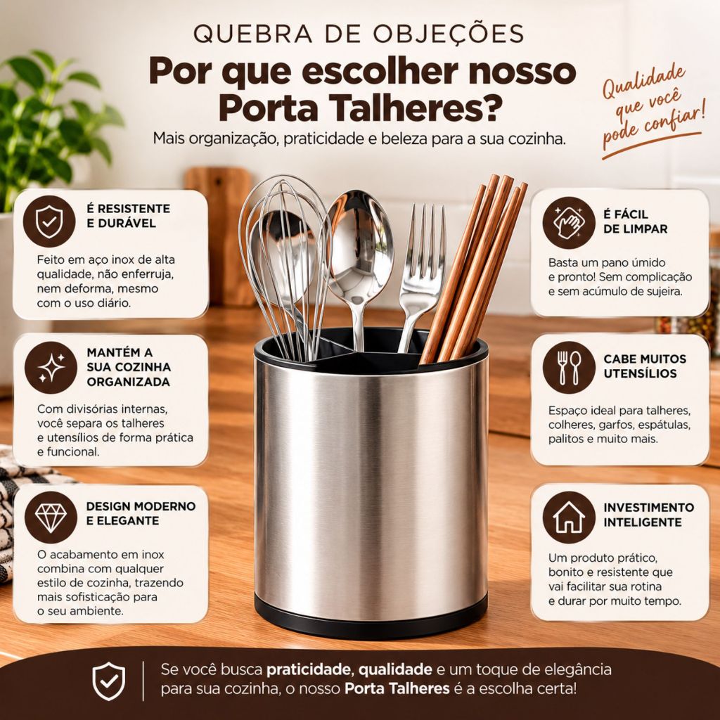 Porta Talheres Giratório Aço Inox Organizador de Bancada Cozinha Luxo Organizador de Pia — imagem 2 de 2