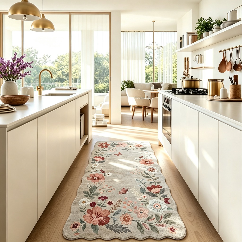Tapete Passadeira Cozinha Pia Corredor 110x66 Orgânico Borda Arredondada Antiderrapante Lavável Macio Abelle Casa