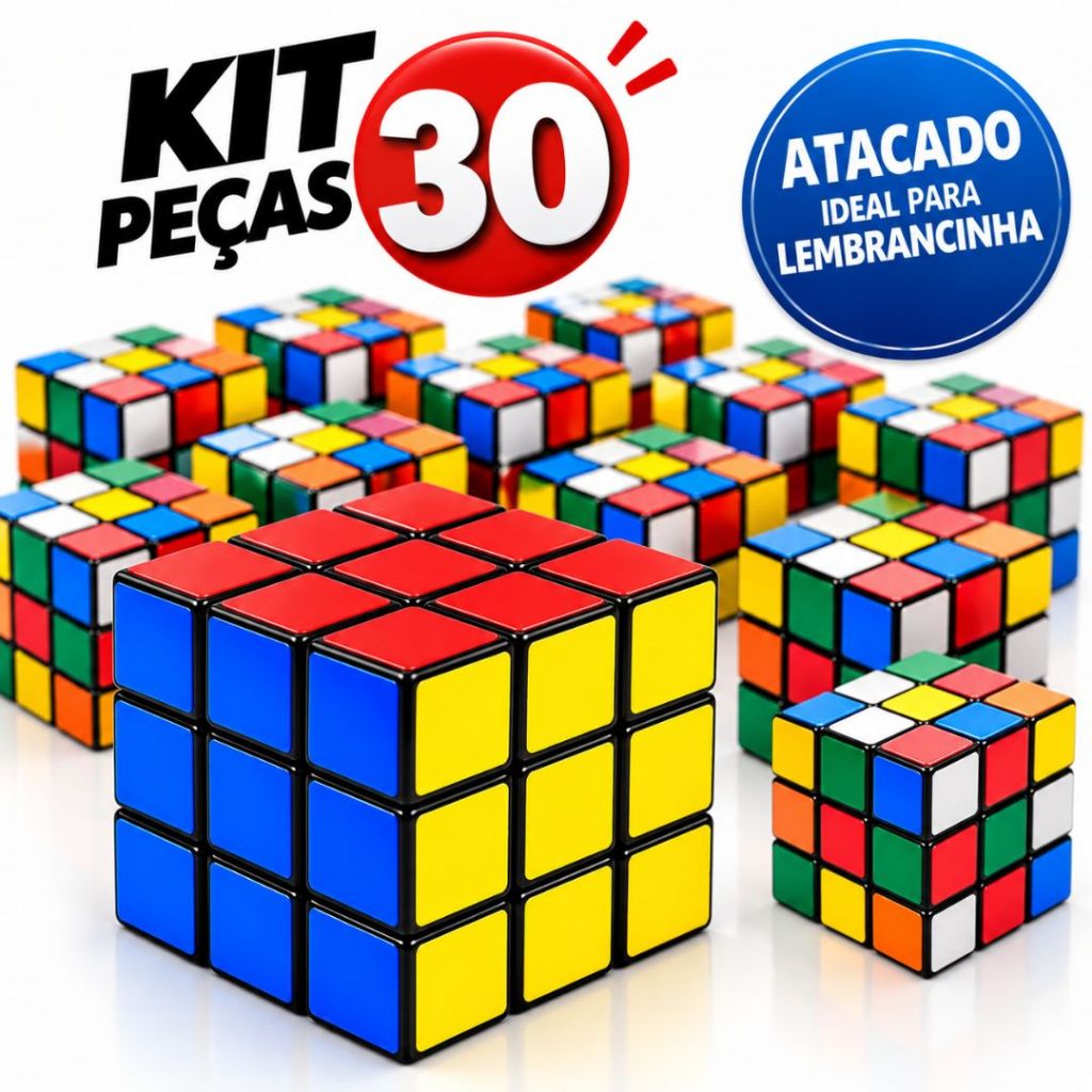 Kit 30 Cubo Mágico 5x5 Brinquedo Educativo Para Crianças e Adultos Atacado ou Lembrancinha Festa Aniversário