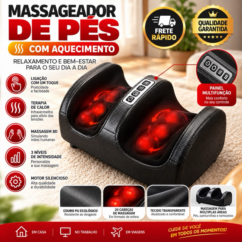Massageador muscular domestico para Pés bivolt com Aquecimento 3 Níveis Timer 15 Min