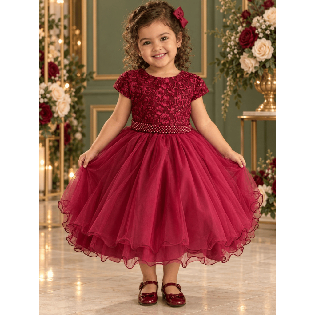 Vestido de Festa Infantil Rendado Grippier Luxo Várias Cores 1.2.3.4