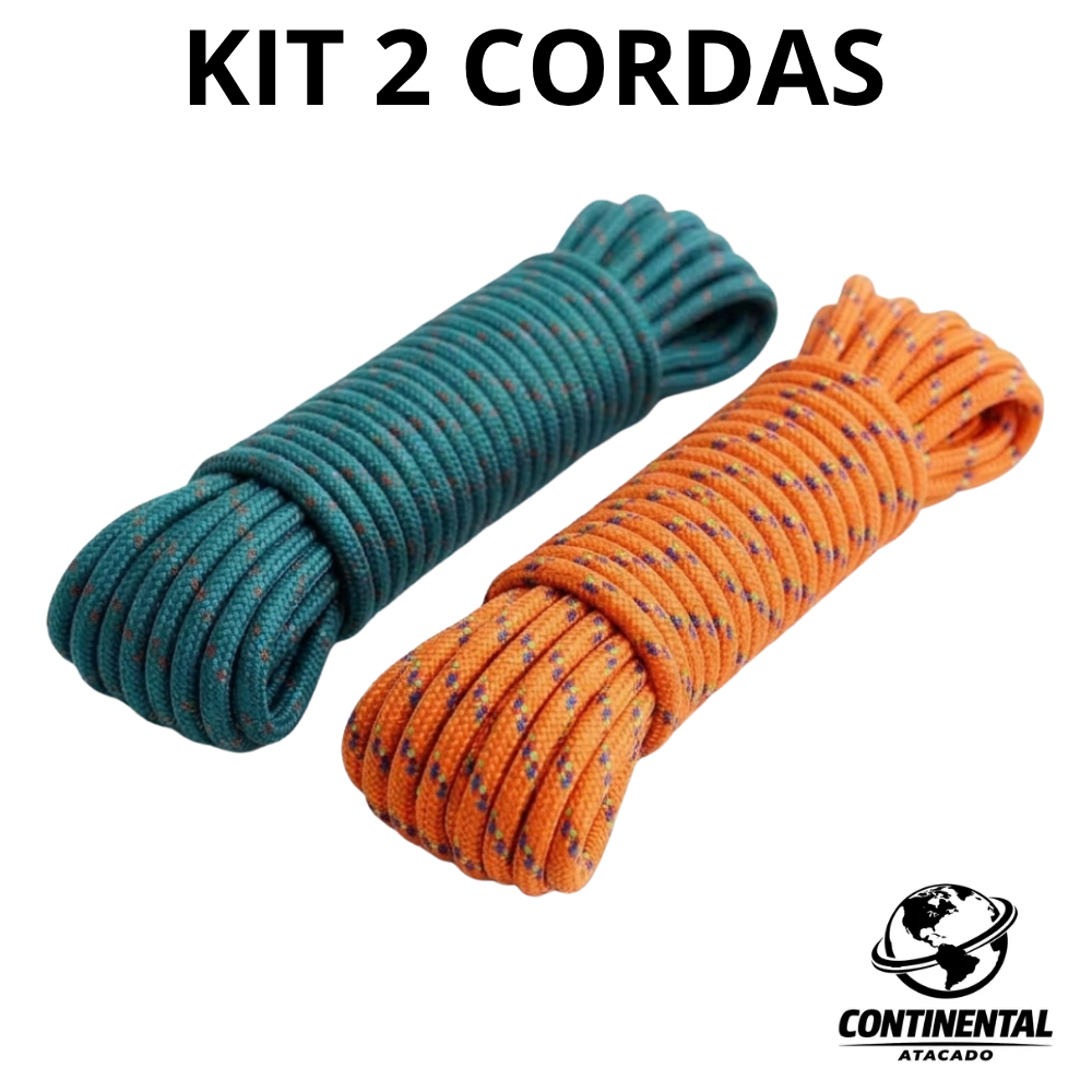 Kit 2 Cordas Grossas 10mm com 10 Metros Cada para Amarração Carga Varal Camping e Uso Geral