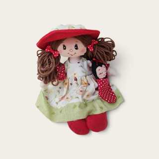 Atelie das Marocas Boneca de Pano Joaninha Infantil Artesanal Artesanato Bebê Menina 30cm Antialérgico