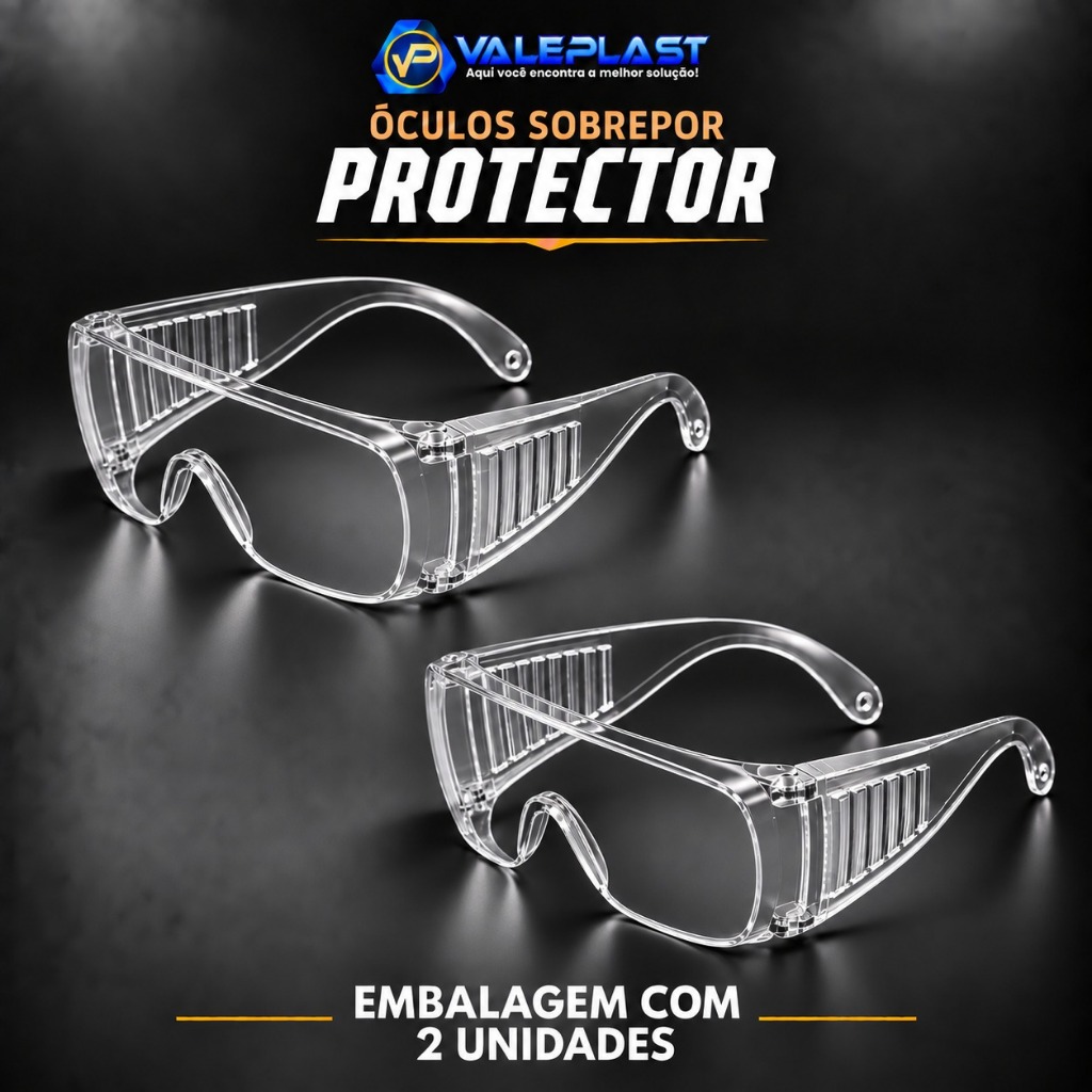 Óculos de Proteção EPI Equipamento Segurança Sobrepor Óculos de Grau CA 40186 II Incolor Antiembaçante UV PROTECTOR