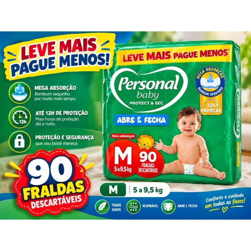 Fralda Personal Baby Protect & Sec 90 Unidades M