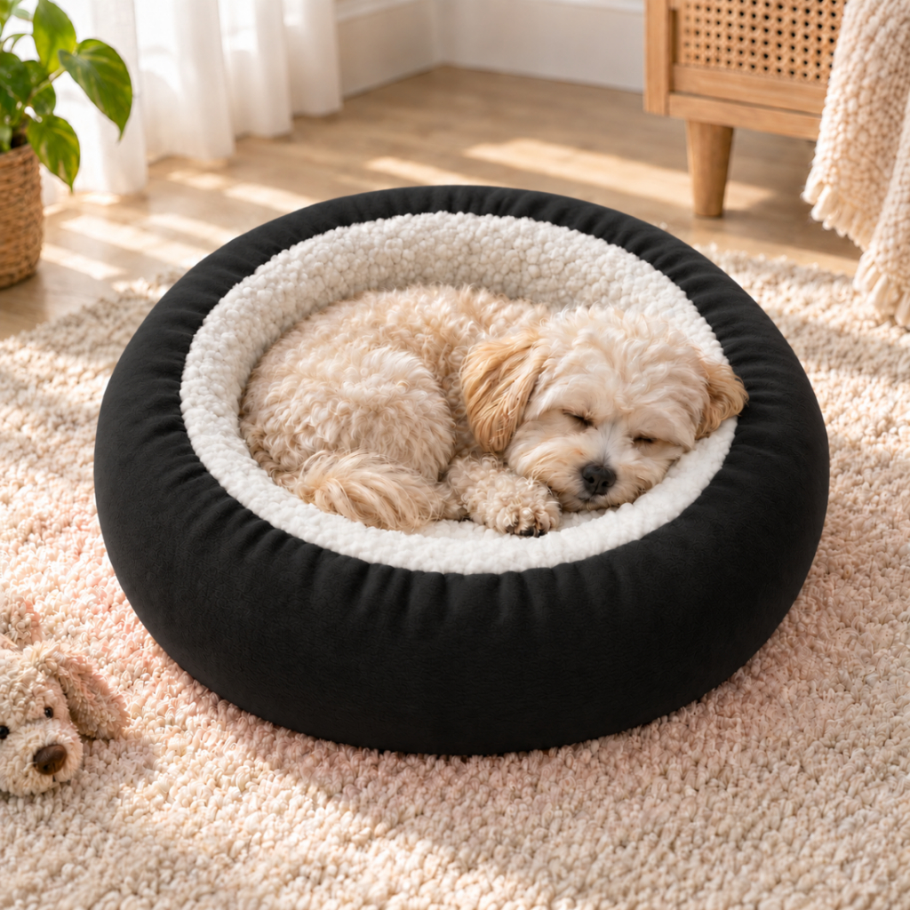 Cama Pet Redonda Sherpa 50x50 para Cachorros e Gatos Pequenos Macia Fofinha Quentinha e Confortável