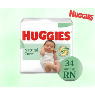 Fralda Huggies RN Natural Care Primeiros 100 Dias Recém Nascido 34 unidades