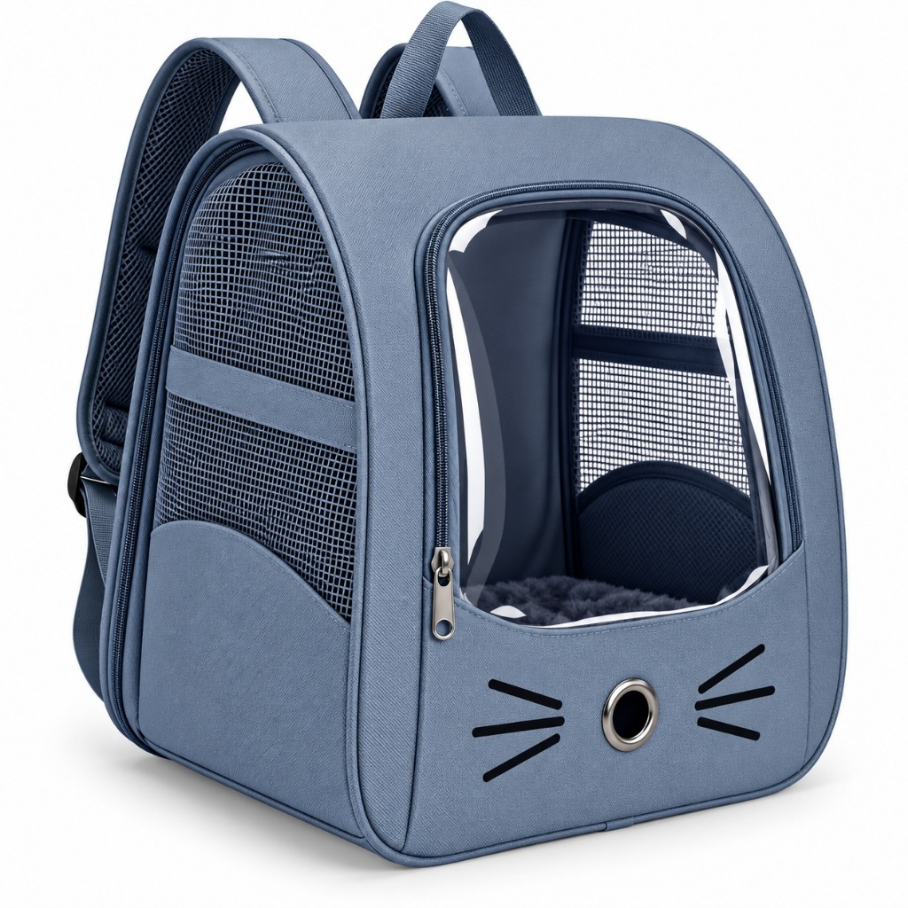 Mochila Pet Transporte Cães e Gatos Panorâmica – Visor Transparente, Respirável e Acesso Lateral
