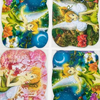 Jogo Americano Infantil Fadas Disney 4 unid  Tinker Bell Sininho Lugar Americano Impermeável acompanha descanso copo