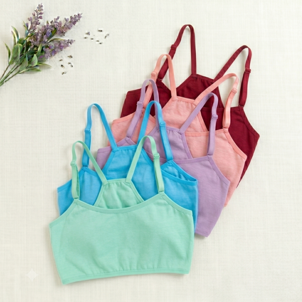 Kit Top Sutiã Nadador Infantil Juvenil Algodão Cotton Sem Bojo Cores Sortidas Laura
