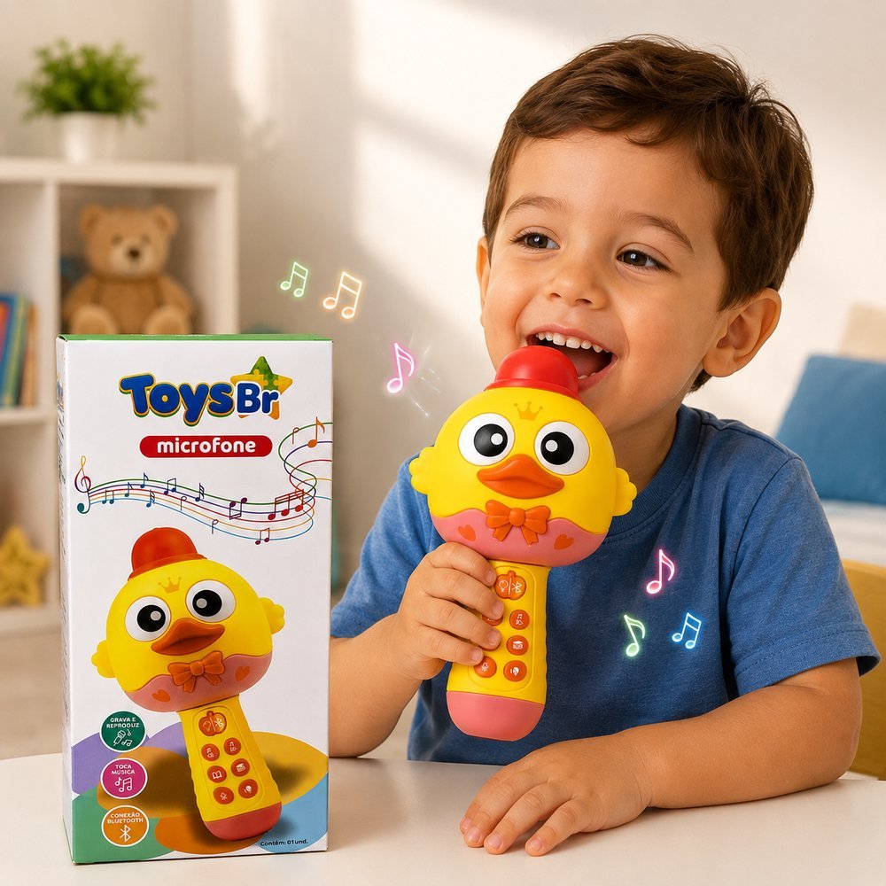 🎤 Microfone Infantil Bluetooth Recarregável: Música, Karaokê & Histórias! 🎶 Brinquedo Educativo