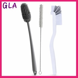 Kit Com 3 Peças Escova para Limpeza Silicone para Garrafa, Mamadeira, Copo Taça para Lavar Áreas Difíceis