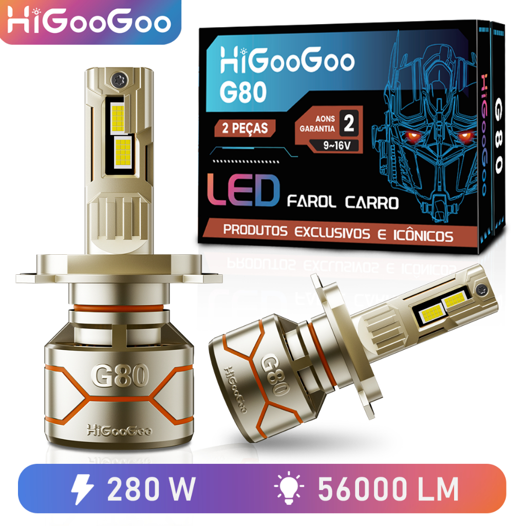 HiGooGoo Par 280W 56000LM LED Lâmpadas De Farol De Carro 9-16V Para H1 H3 H4 H7 H11 HB3 HB4 6500K