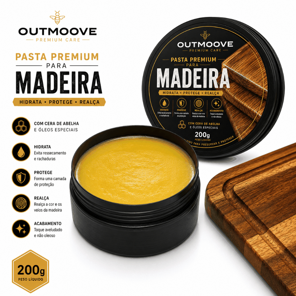 Pasta Cera de Abelha Oleo mineral Hidrata Tabua corte churrasco moveis natural