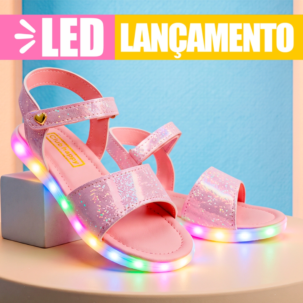 Sandalia Infantil Menina Led Feminina Pisca Pisca Luz