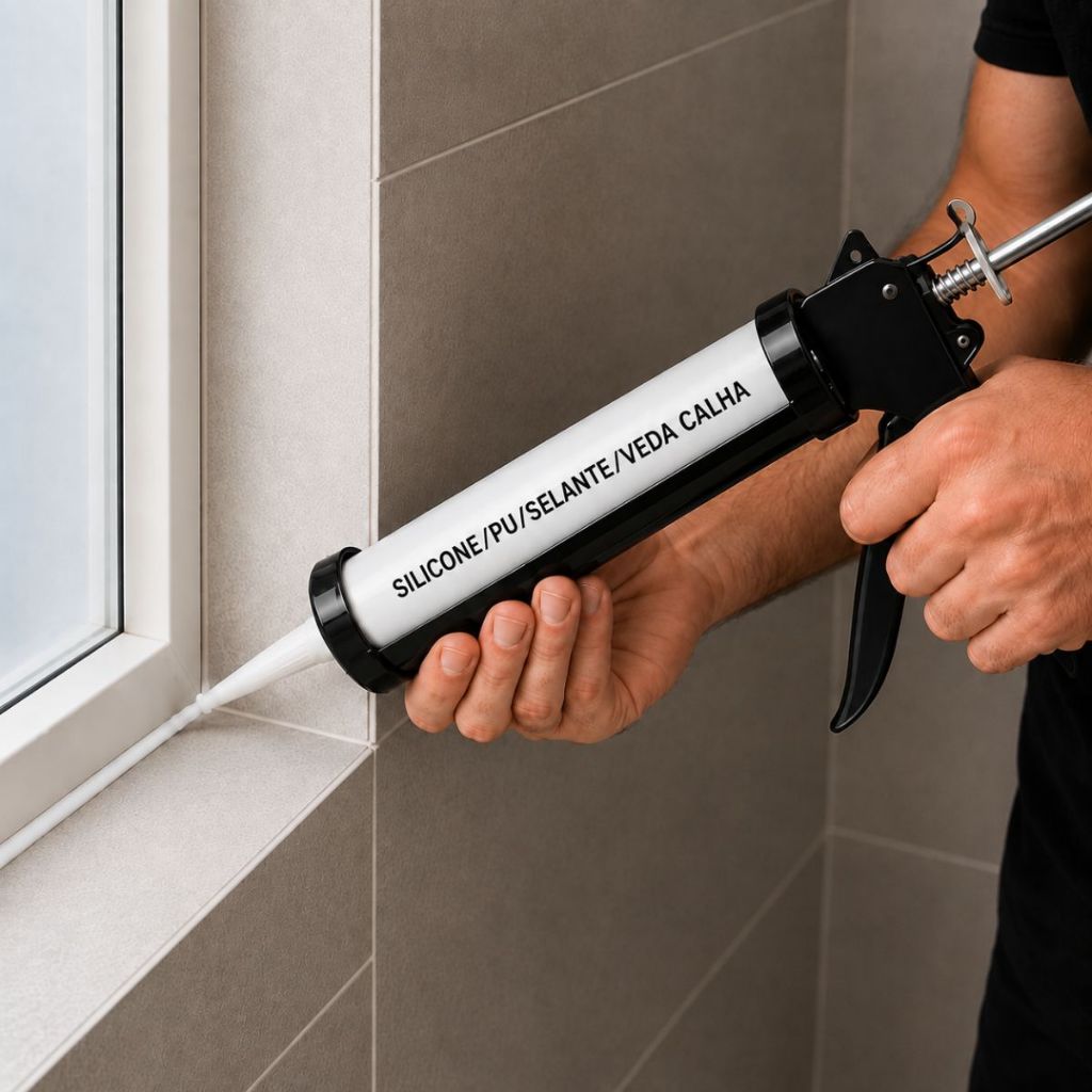 Pistola Aplicadora de Silicone PU Selante Veda Calha Com Metal Reforçado Profissional 9 Polegadas