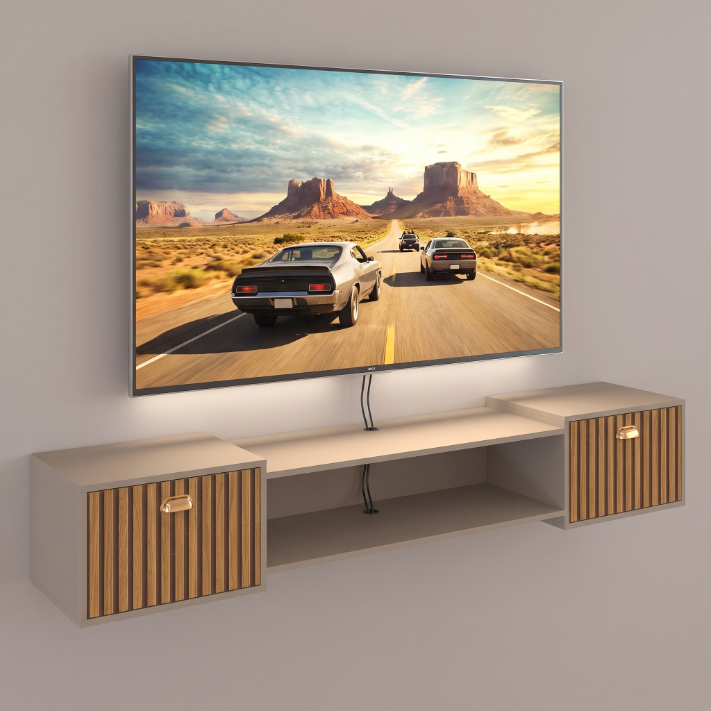 Rack Leão 1.20CM / 1.80CM Suspenso Home com 2 Portas para Tv de 48 ATÉ Até 75 Polegadas