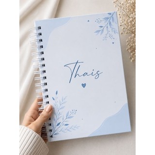 Caderno / Agenda  A5 -  Capa dura de arame - personalizado com  nome - clean - pautado ou folhas lisas