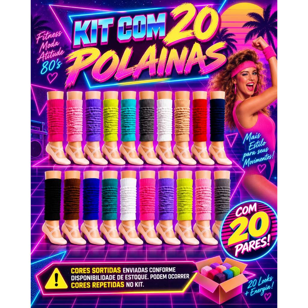 Kit 20 Pares Meias Polainas Femininas De Lã Cores Sortidas Promoção