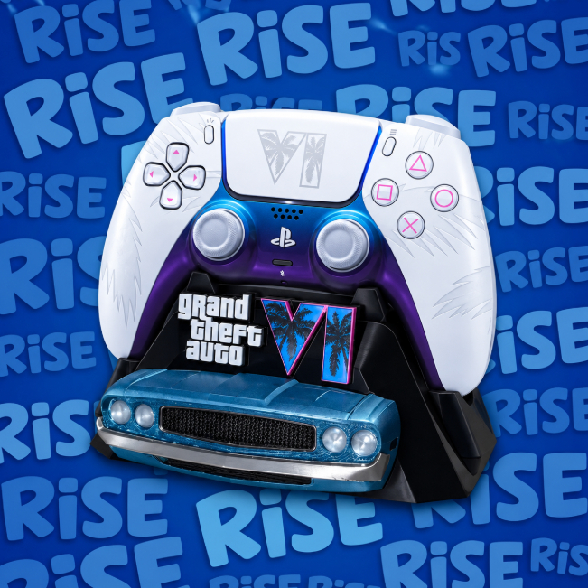 GTA 6 Suporte STAND controle PS5 grand theft auto 6 gamer setup imediato decoração dualsense RISE playstation 5