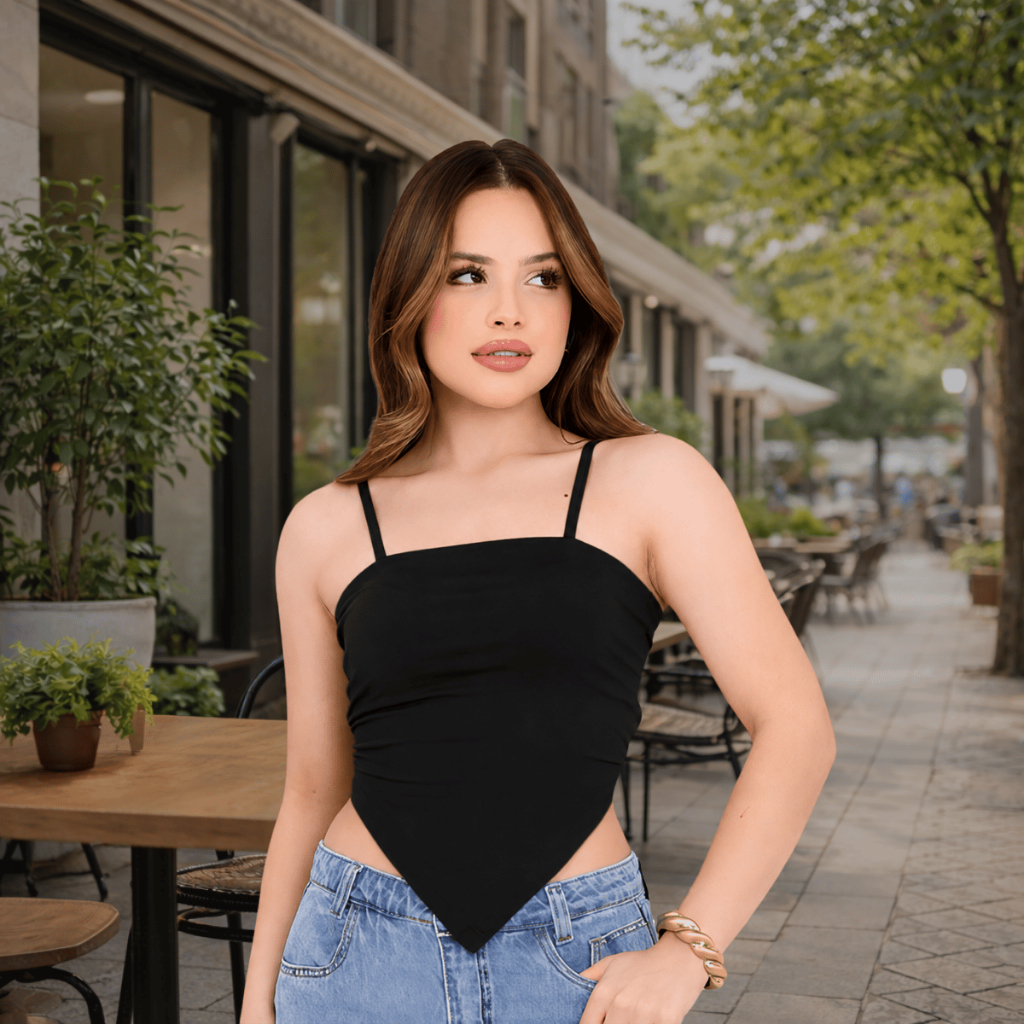 Blusa Cropped Regata Top Lenço Modal Feminino Infantil Estampado e Liso Tendência para Meninas