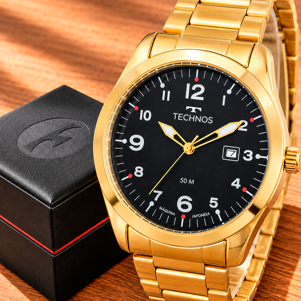 Relógio Technos Masculino Original Dourado Prova D'água Top