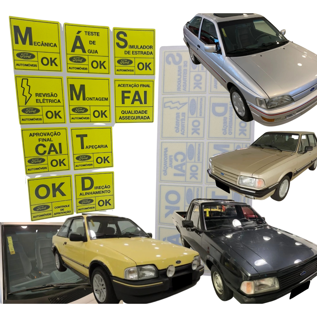 Adesivos Controle De Qualidade Ford - Selos Amarelos / Linha antiga FORD. Controle Inspeção De Entrega