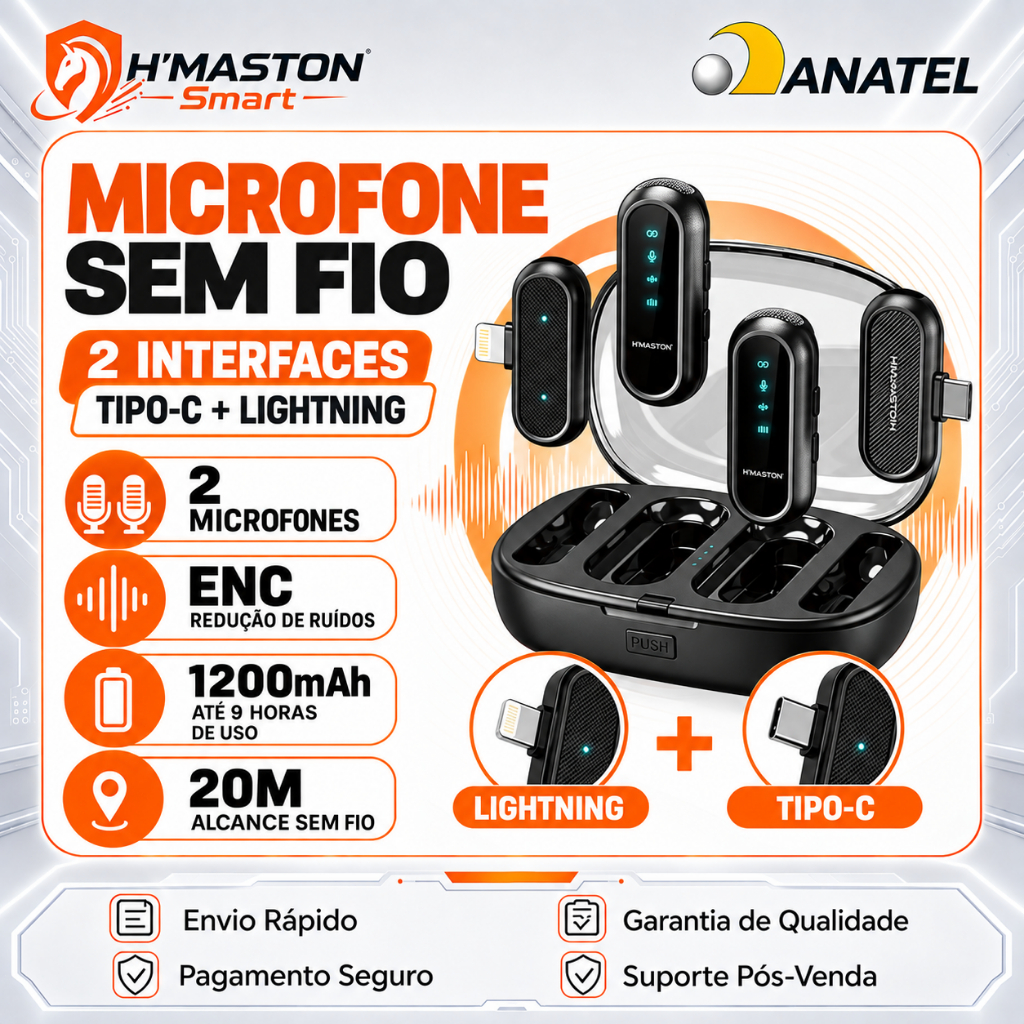 H'MASTON MK20 Microfone Sem Fio Para Celular Microfone De Lapela Sem Fio Microfone Lapela Microfone Para Celular