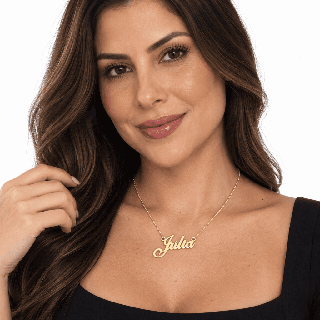 Colar De Nome Personalizado Banhado A Ouro 18k