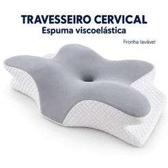 Travesseiro ortopédico borboleta cervical para combate a dores na coluna, dores de cabeça - viscoelastico fronha lavável
