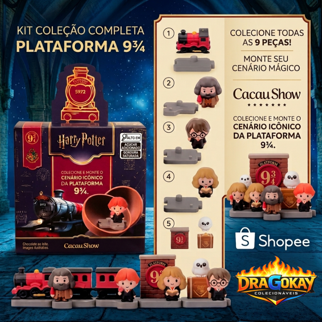 Coleção Harry Potter Plataforma 9¾ | Cacau Show Miniaturas Colecionáveis Originais (Selecione o seu)