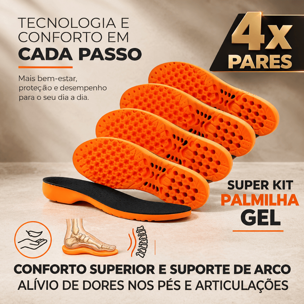 Palmilha de Gel Anatômica P.u Confortável Macia Ortopédica Ideal Para Quem Trabalha em Pé Horas Alivia Dores