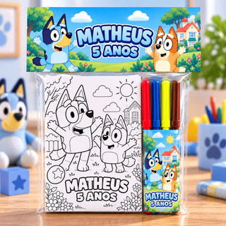 10 Kits de Pintura Personalizado Bluey com Tela e Canetinha