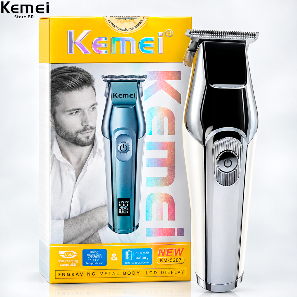 Máquina de barbear Kemei modelo KM-5207 Recarregável USB