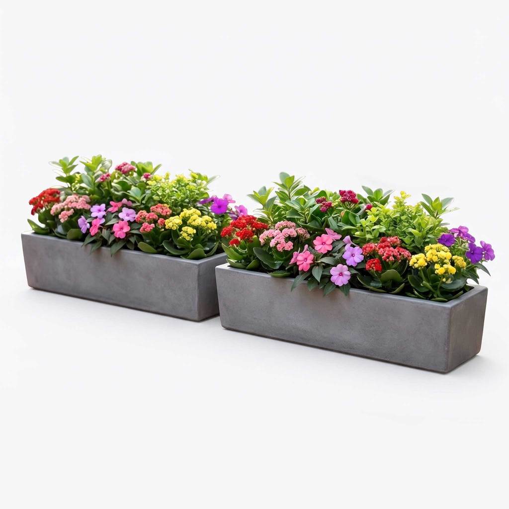 Kit 2 Jardineiras de Planta Cinza 80x15 Floreira Polietileno