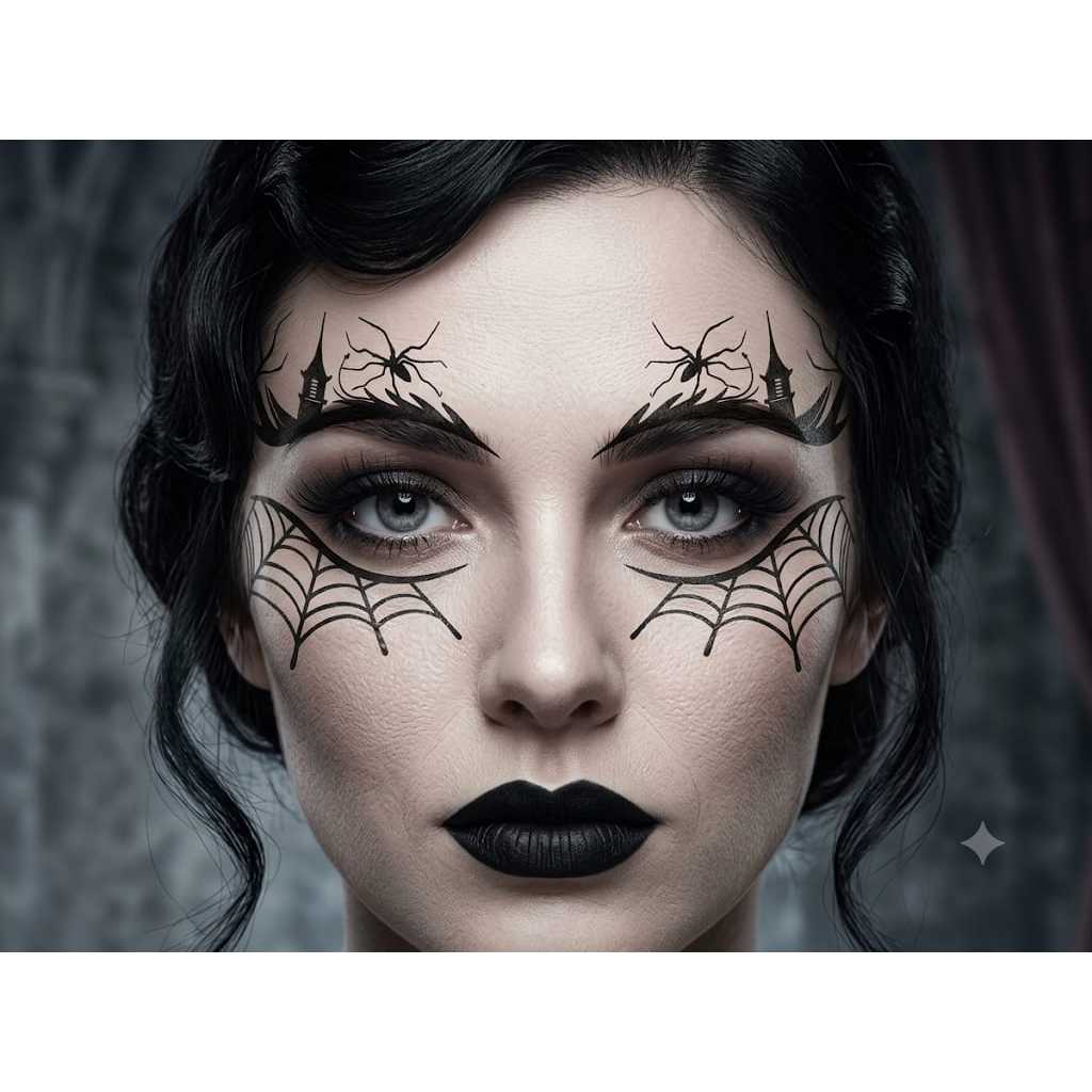 Tatuagem Temporária Facial Halloween Teia de Aranha Adesivo Maquiagem Artística Olhos Festa Fantasia Cósplay — imagem 2 de 2