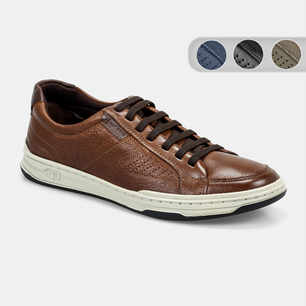 Sapatenis Democrata Denim Couro Jay Masculino 151401
